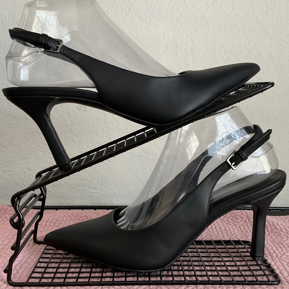 Nordstrom Rack Priscilla Black Slingback Pointed Toe Heels Womens 8.5M - Picture 4 of 16